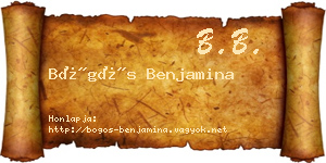 Bögös Benjamina névjegykártya
